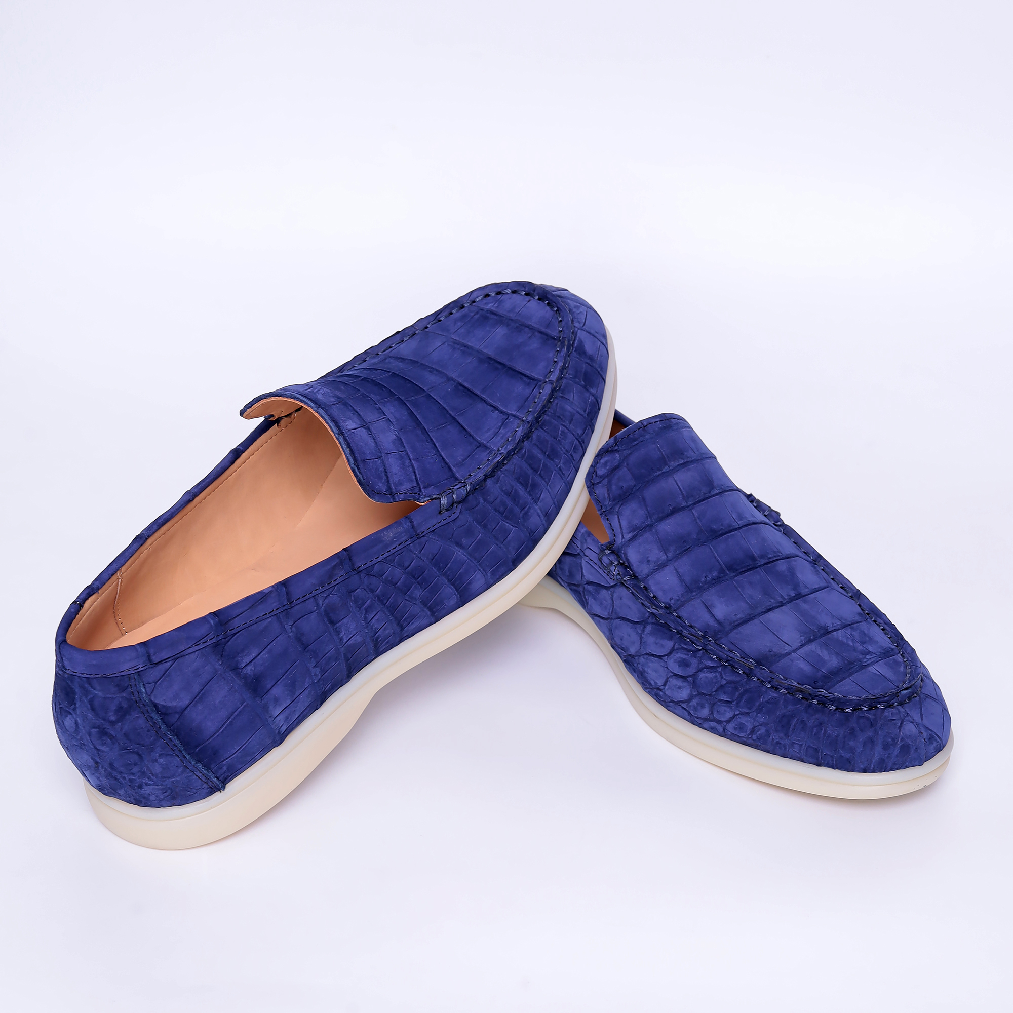Nubuck Alligator Leather Slip-On Loafers for Men