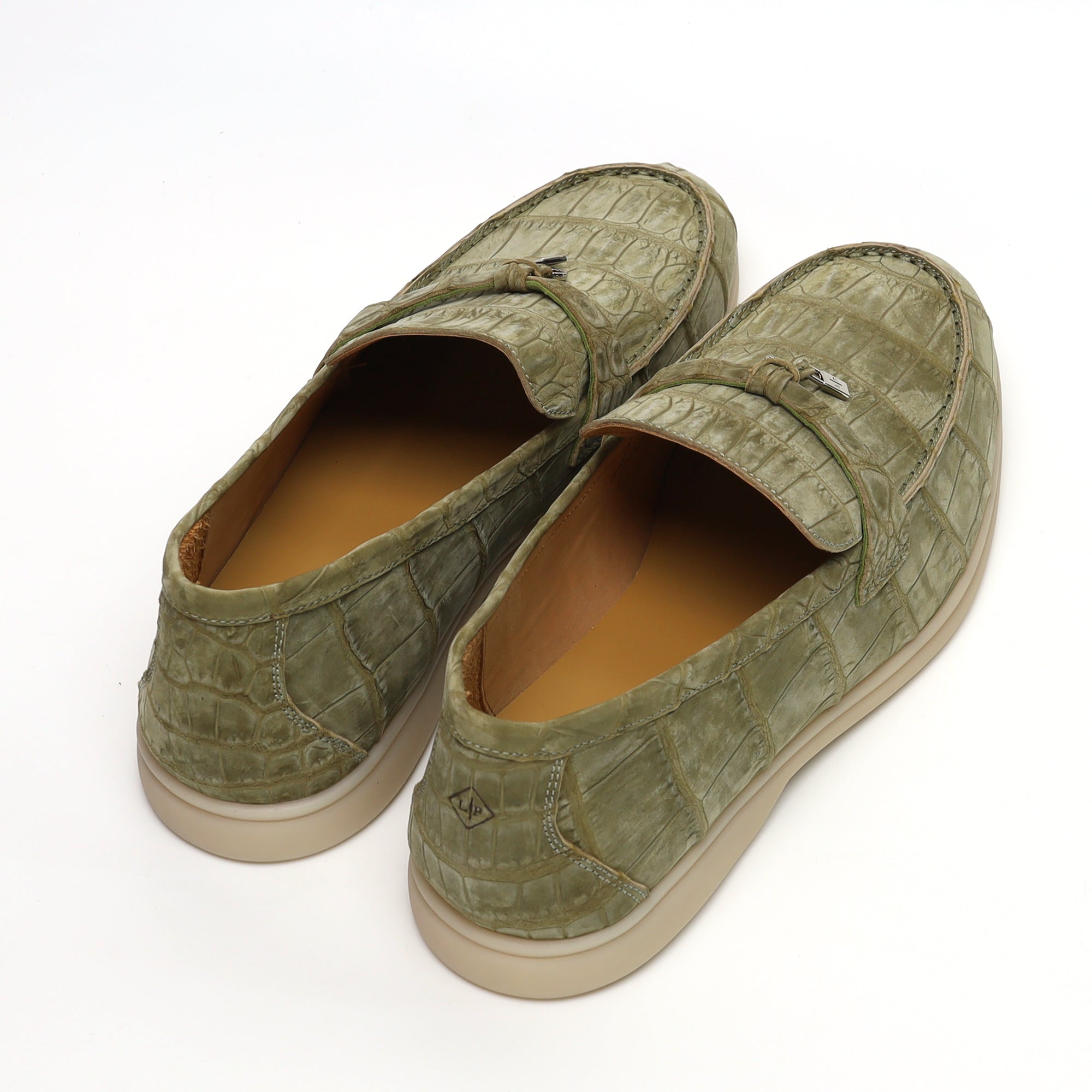 Nubuck Alligator Leather Slip-On Loafers for Men – Handmade Exotic Casual Driving Shoes