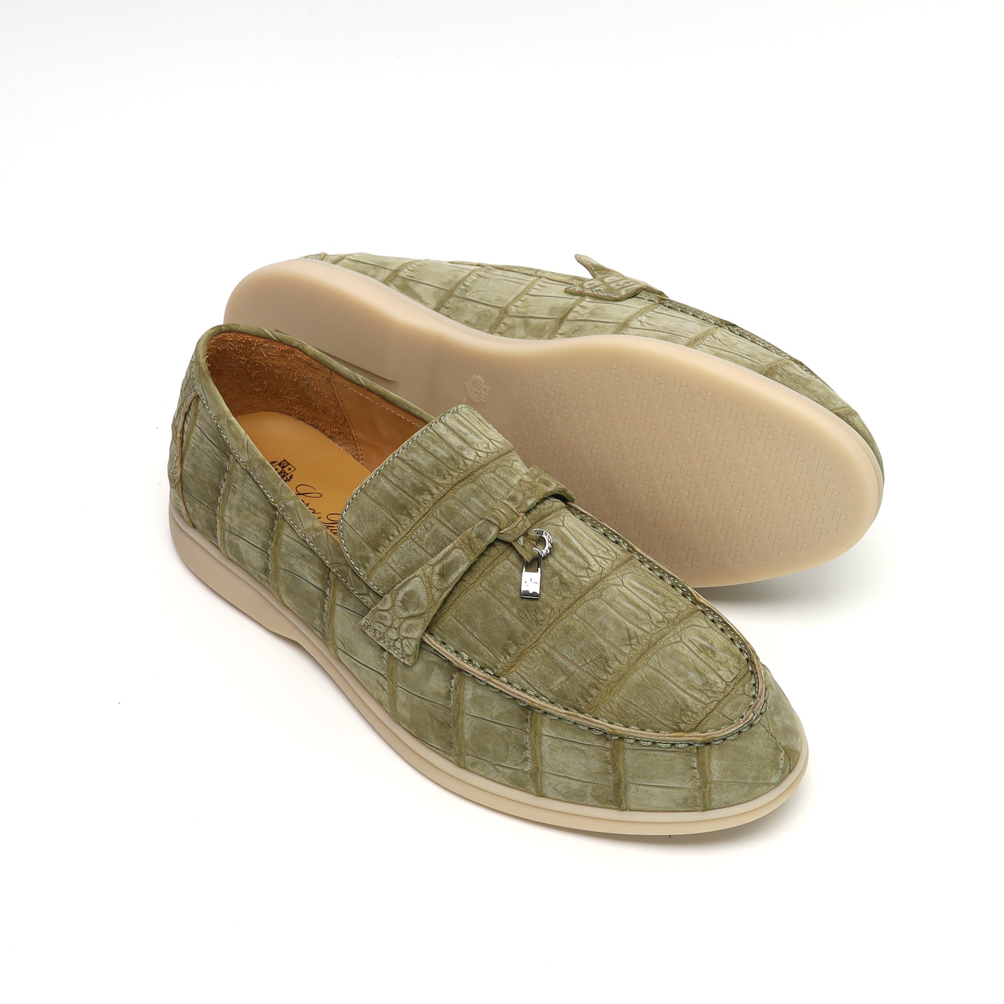 Nubuck Alligator Leather Slip-On Loafers for Men – Handmade Exotic Casual Driving Shoes