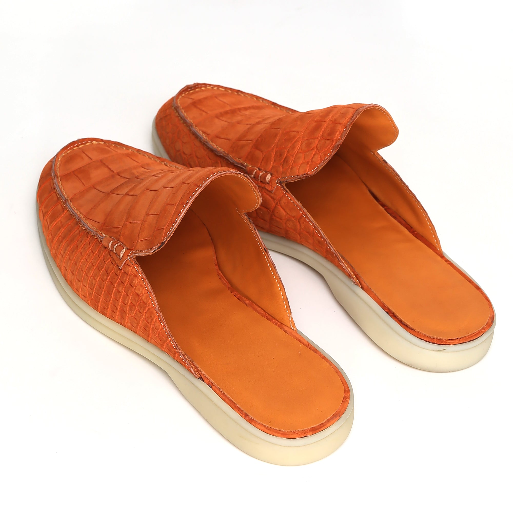 Nubuck Alligator Leather Mules for Men | Luxury Handmade Shoes