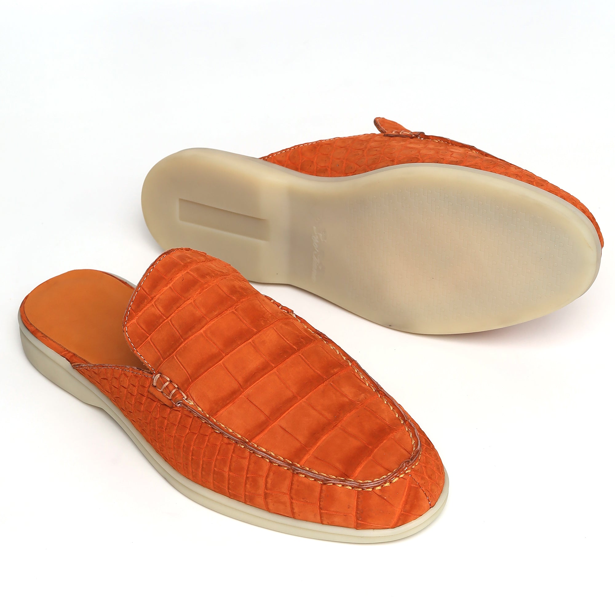 Nubuck Alligator Leather Mules for Men | Luxury Handmade Shoes