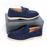 Nubuck Alligator Leather Slip-On Loafers for Men, Handmade Exotic Casual Driving Shoes