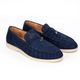 Nubuck Alligator Leather Slip-On Loafers for Men, Handmade Exotic Casual Driving Shoes