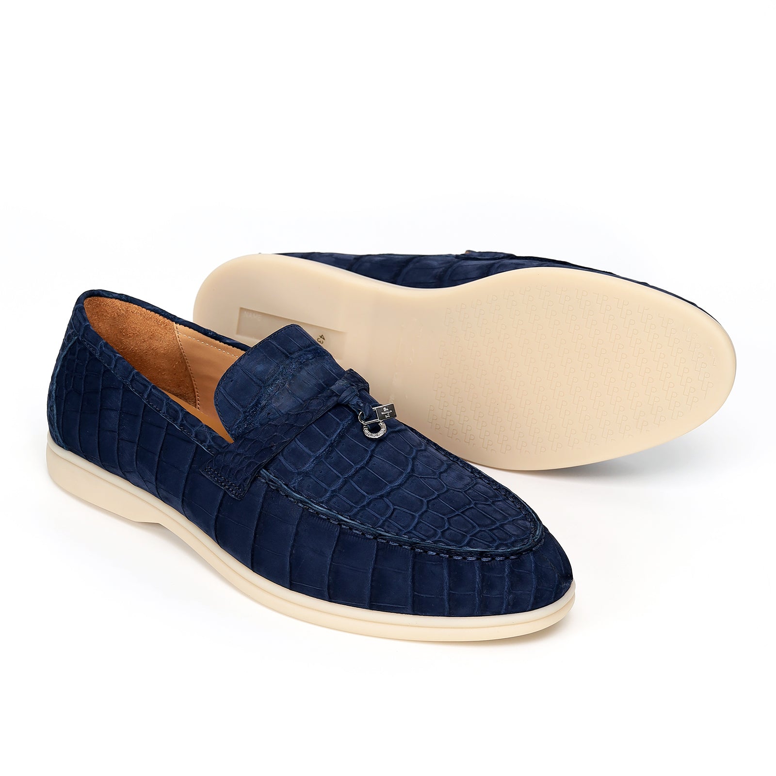 Nubuck Alligator Leather Slip-On Loafers for Men, Handmade Exotic Casual Driving Shoes