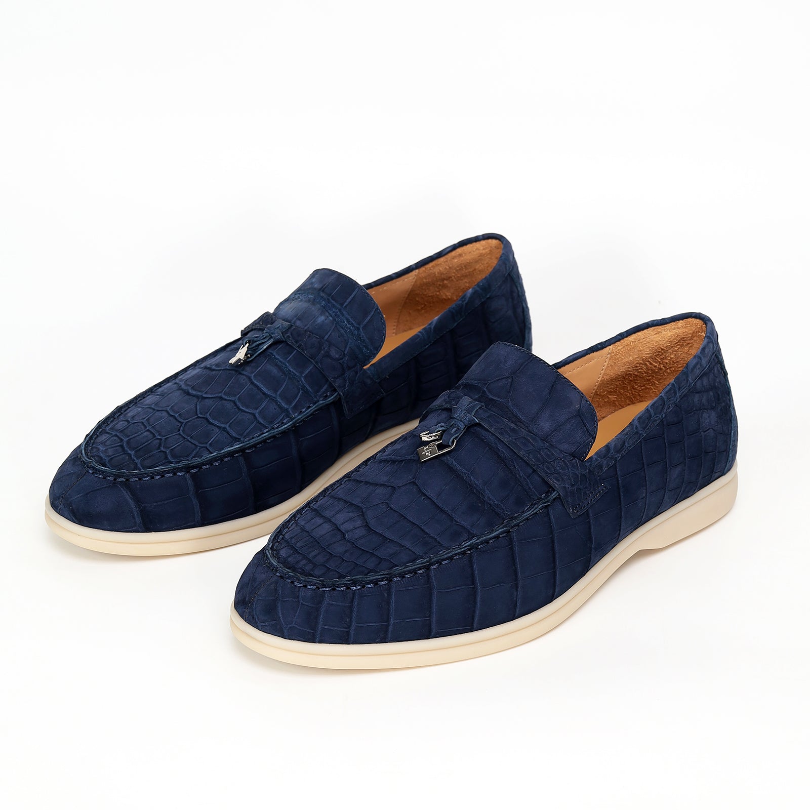 Nubuck Alligator Leather Slip-On Loafers for Men, Handmade Exotic Casual Driving Shoes