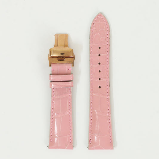 Pink Genuine Alligator Leather Watch Straps With Deployant Clasp, Leather Watch Bands Quick Release Pins, Handmade Leather Watch Strap