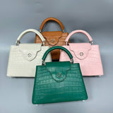 Real Alligator Leather Matte Handbag – Women’s Exotic Fashion Bag with Cowhide Lining