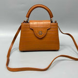 Real Alligator Leather Matte Handbag – Women’s Exotic Fashion Bag with Cowhide Lining