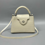 Real Alligator Leather Matte Handbag – Women’s Exotic Fashion Bag with Cowhide Lining