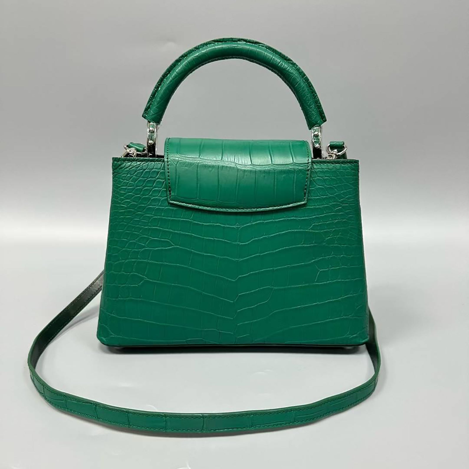 Real Alligator Leather Matte Handbag – Women’s Exotic Fashion Bag with Cowhide Lining