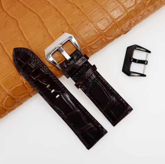 Genuine Alligator Leather Watch Straps Panerai, Leather Watch Bands Quick Release Pins, Handmade Leather Watch Strap