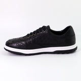 Shoes Genuine Ostrich Skin Leather Men's Sneakers Size US7 - US11 Black