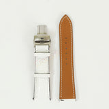 White Genuine Alligator Leather Watch Straps With Deployant Clasp, Leather Watch Bands Quick Release Pins, Handmade Leather Watch Strap