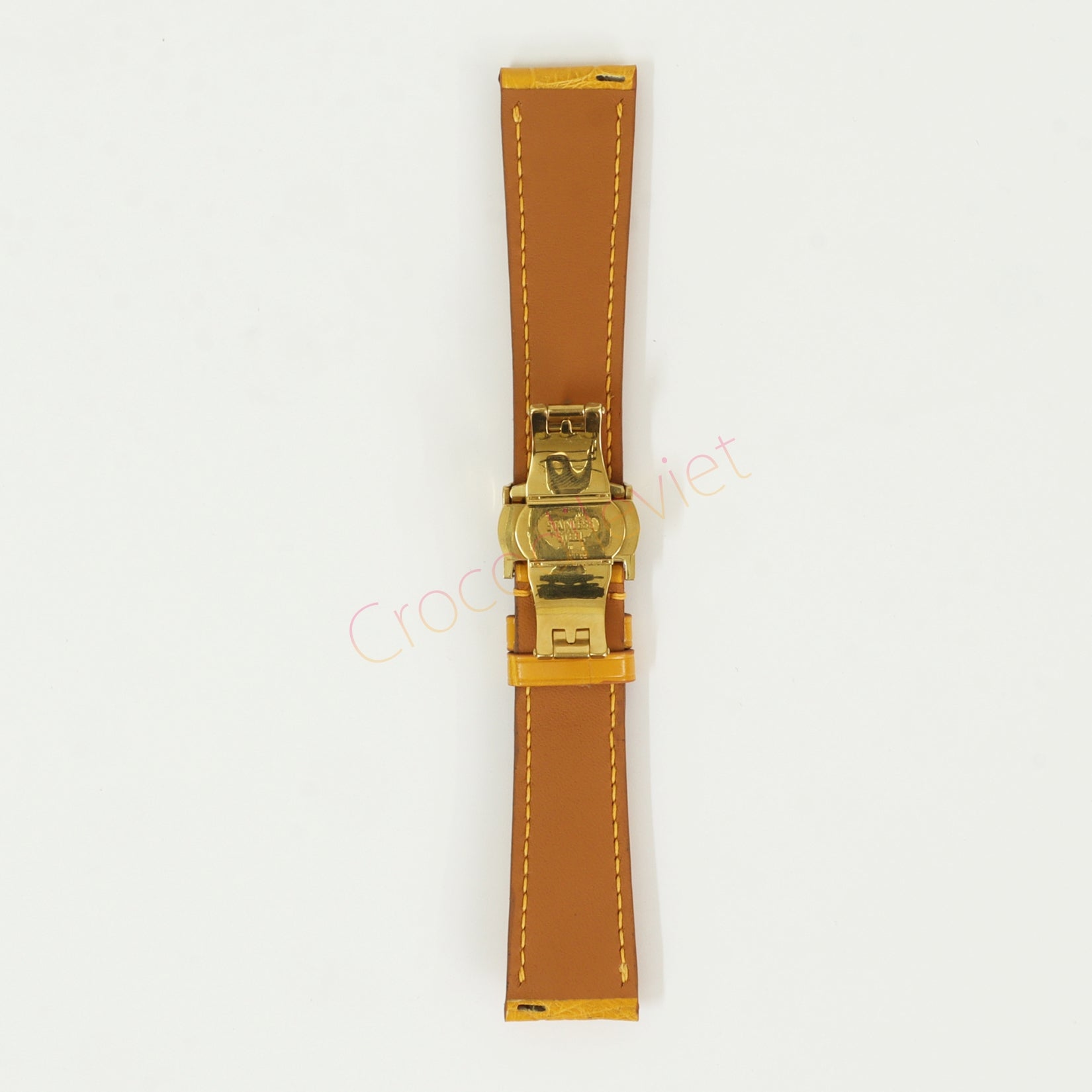 Yellow Genuine Alligator Leather Watch Straps With Deployant Clasp, Leather Watch Bands Quick Release Pins, Handmade Leather Watch Strap