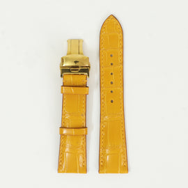 Yellow Genuine Alligator Leather Watch Straps With Deployant Clasp, Leather Watch Bands Quick Release Pins, Handmade Leather Watch Strap