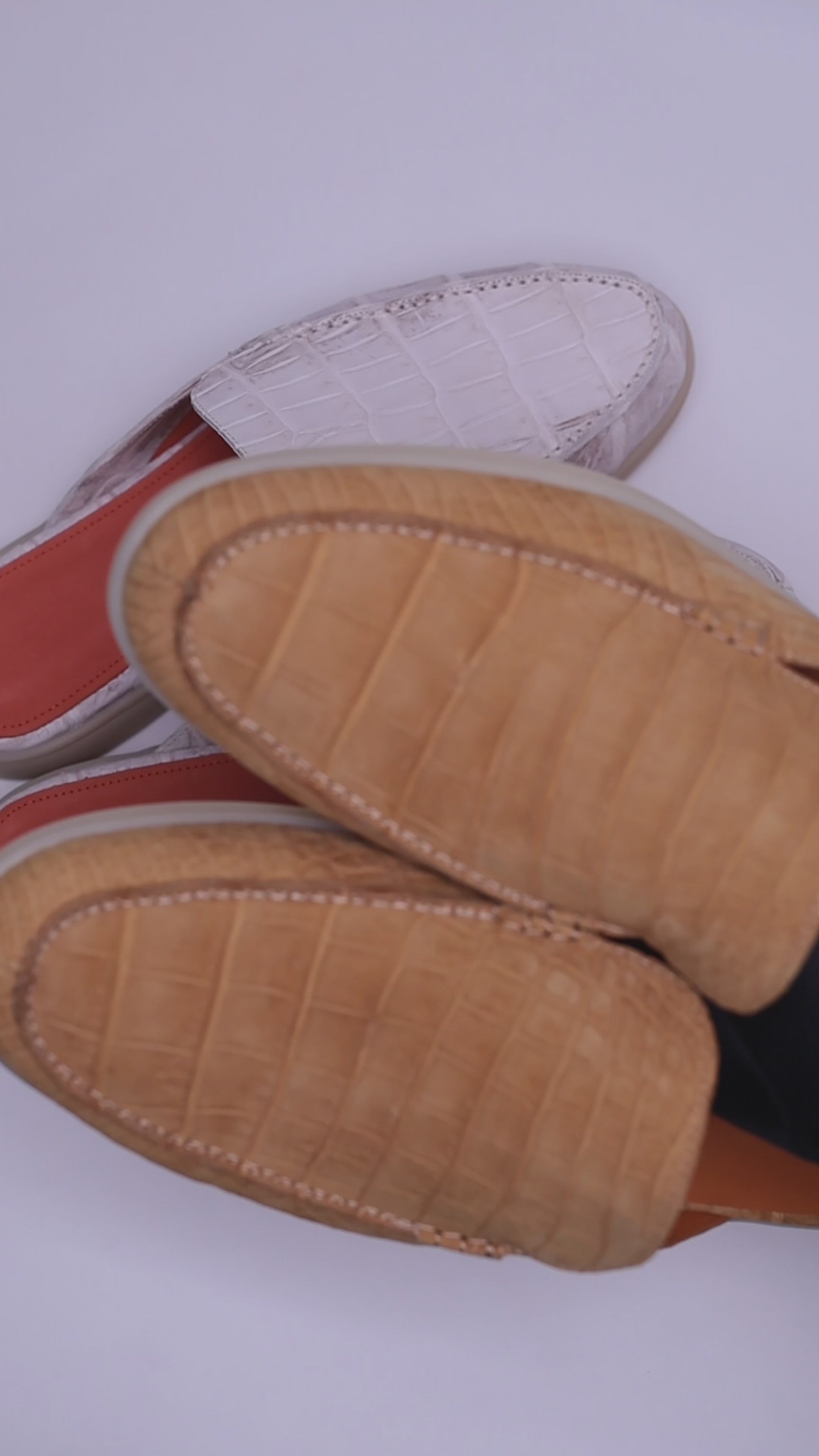 Natural Tan Nubuck Alligator Mules – Handmade Slip-On Loafers for Men