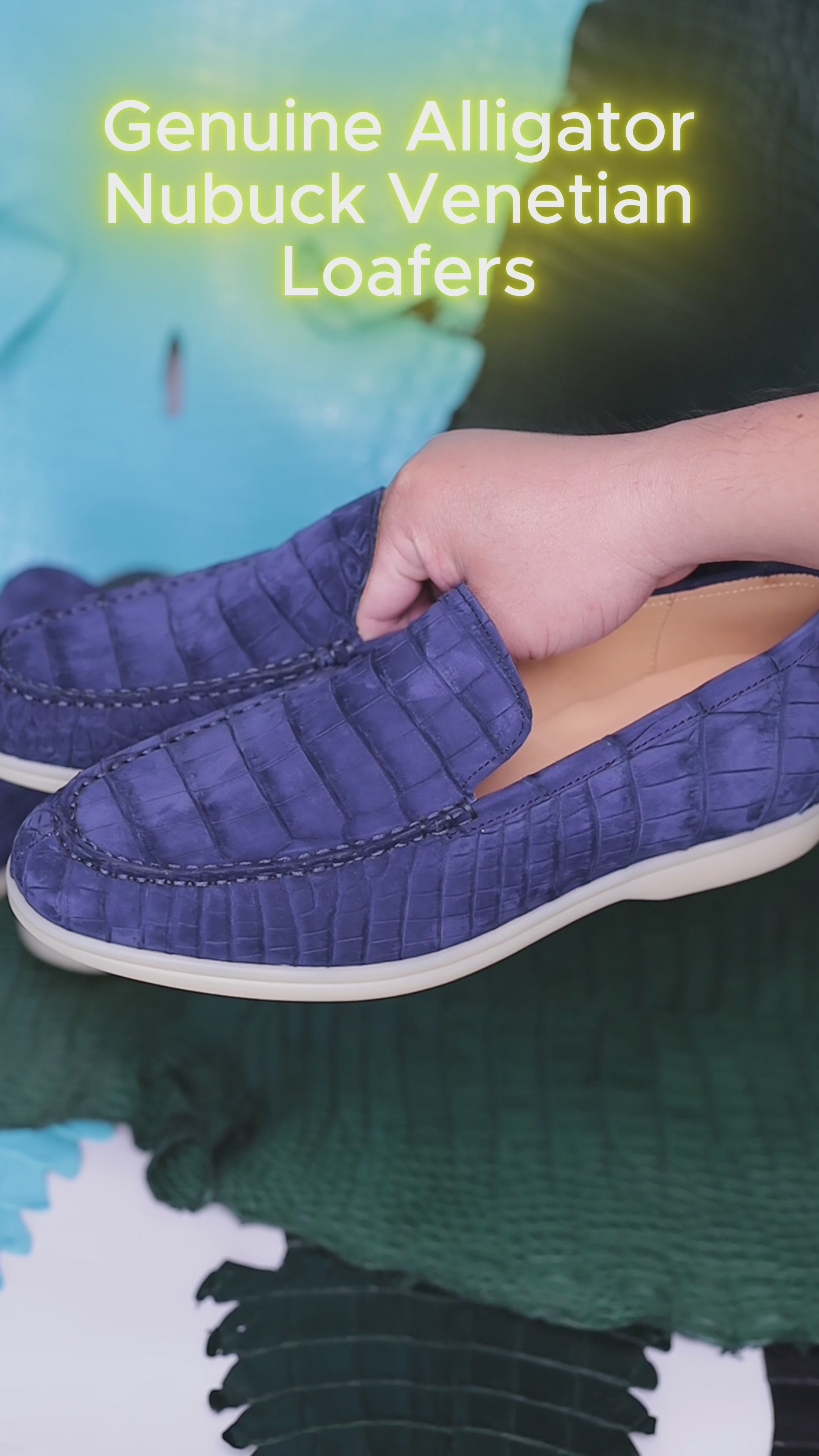 Nubuck Alligator Leather Slip-On Loafers for Men