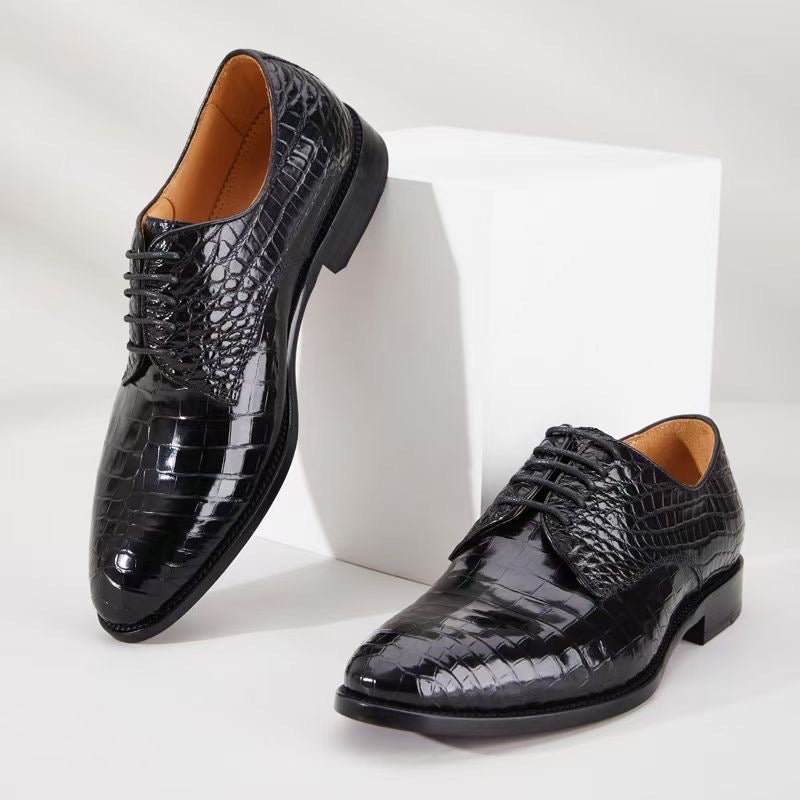 Men's Shoes Genuine Crocodile Alligator Skin Leather Handmade Black