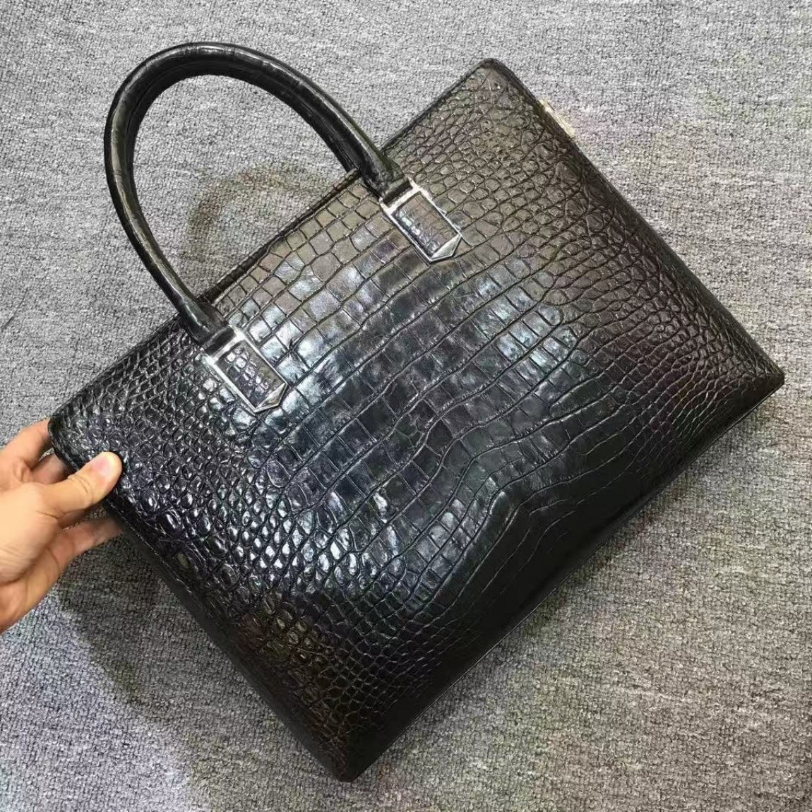 Business Mens Alligator Crocodile Leather Briefcase Bag Handbag