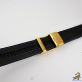 Genuine Crocodile Belly Leather Ratchet Dress Belt with Automatic Buckle W3.5cm