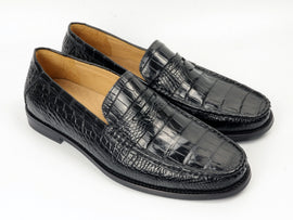 Men's Shoes Genuine Crocodile Alligator Skin Leather Handmade Black Size 7 - Size 11US #8683
