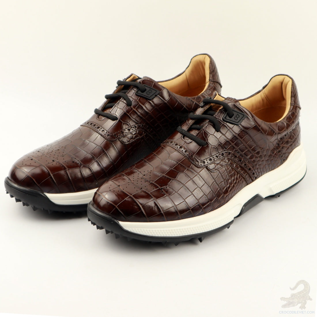 Gator Skin Golf Shoes: Men's Handmade Genuine Crocodile Alligator Leat Crocodile Viet Gator Skin Golf Shoes: Men's Handmade Genuine Crocodile Alligator Leat Crocodile Viet