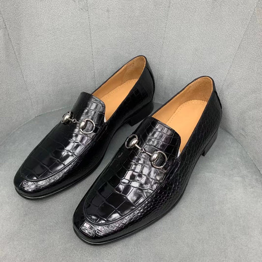 Men's Shoes Genuine Crocodile Alligator Skin Leather Handmade Black Size 7 - Size 14US #362