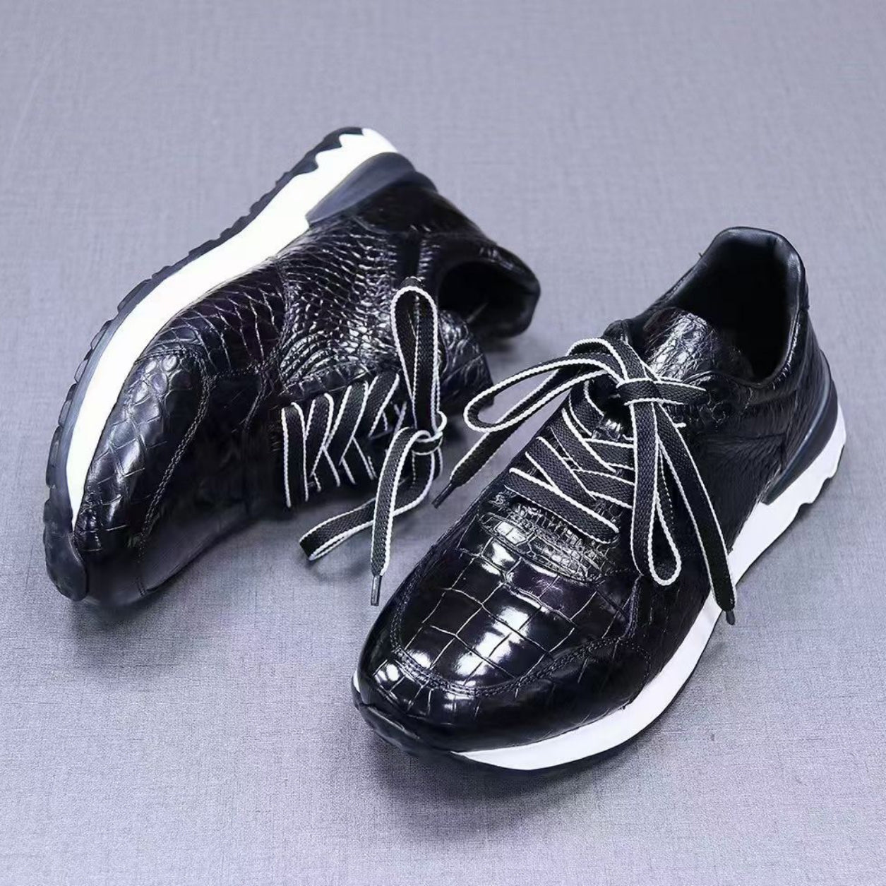 Men’s Shoes Genuine Crocodile Alligator Skin Leather Handmade Size US07-US11 | Black #S759