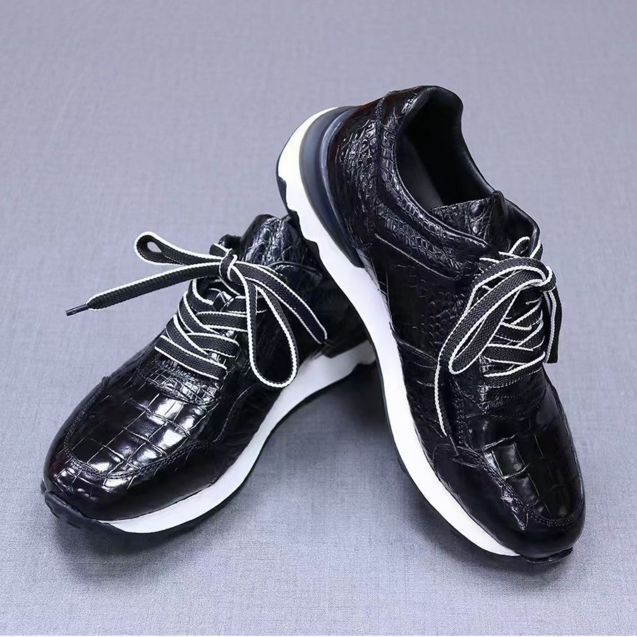 Men’s Shoes Genuine Crocodile Alligator Skin Leather Handmade Size US07-US11 | Black #S759