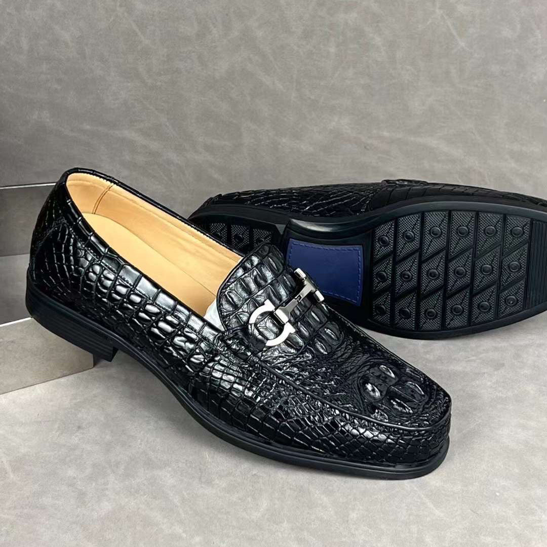 Men's Shoes Genuine Crocodile Alligator Skin Leather Handmade Black, Brown Size 7 - Size 11US #8695