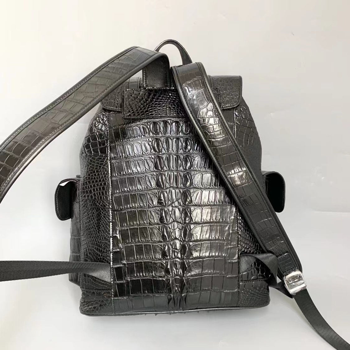 crocodile effect faux leather backpack Exquisite Handcrafted Crocodile Leather Backpack in Black: Versatile S – Crocodile Viet