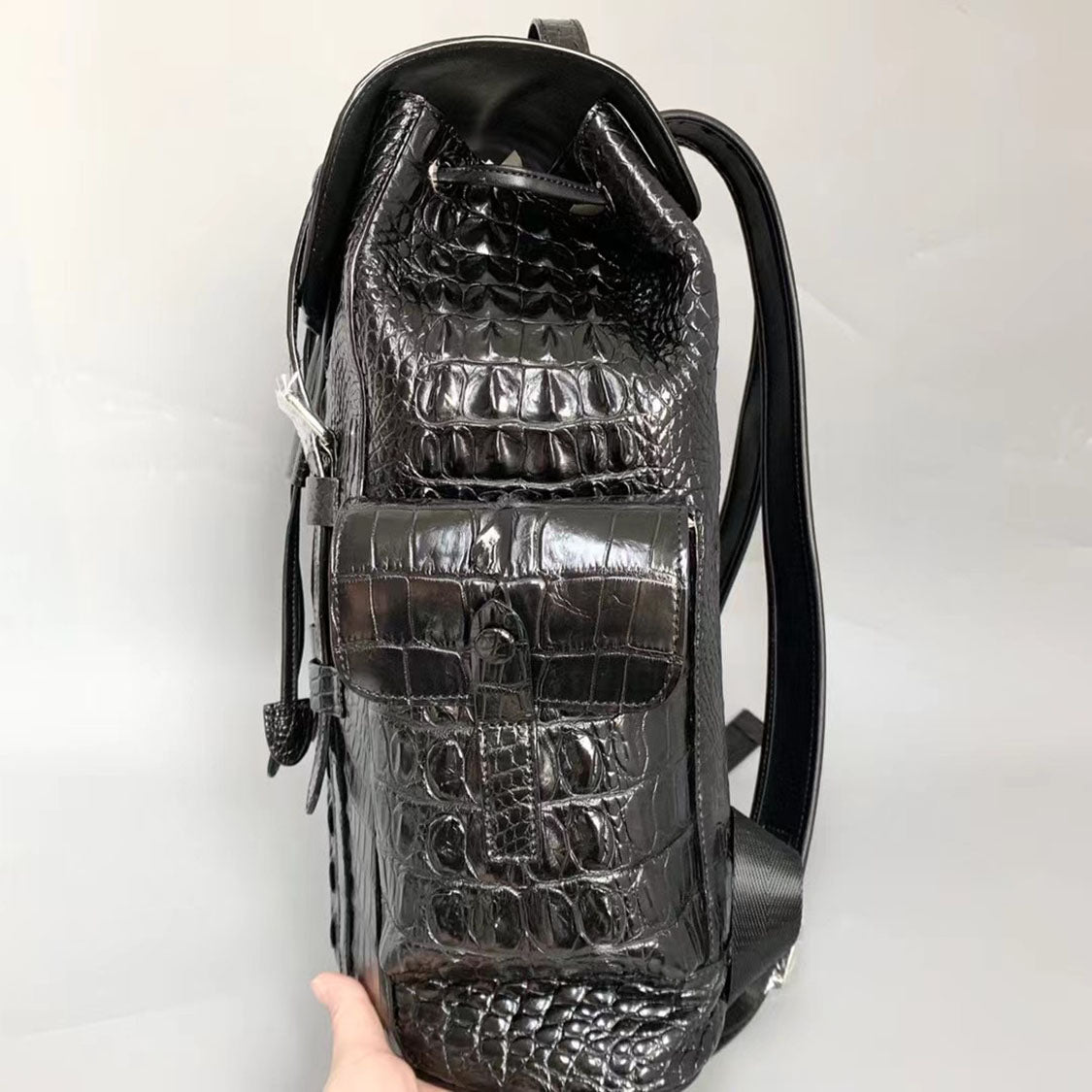 crocodile effect faux leather backpack Exquisite Handcrafted Crocodile Leather Backpack in Black: Versatile S – Crocodile Viet