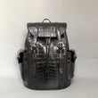 Handcrafted Crocodile Alligator Belly Leather Backpack Shoulder Bag Travel Bag Black