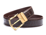 Men's Belt Genuine Crocodile Alligator Skin Leather Belt Handmade, W4.0, Brown