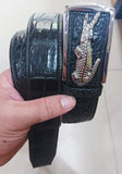Black Genuine Crocodile Leather Skin Men's BELT - Without Jointed