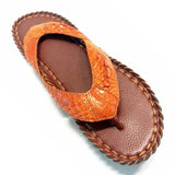 Men's Flip-flop Genuine Crocodile Alligator Skin Leather Handmade Orange
