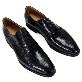 Belly Genuine Alligator Shoes Alligator Derby Perforated Lace-Up Dress Shoes