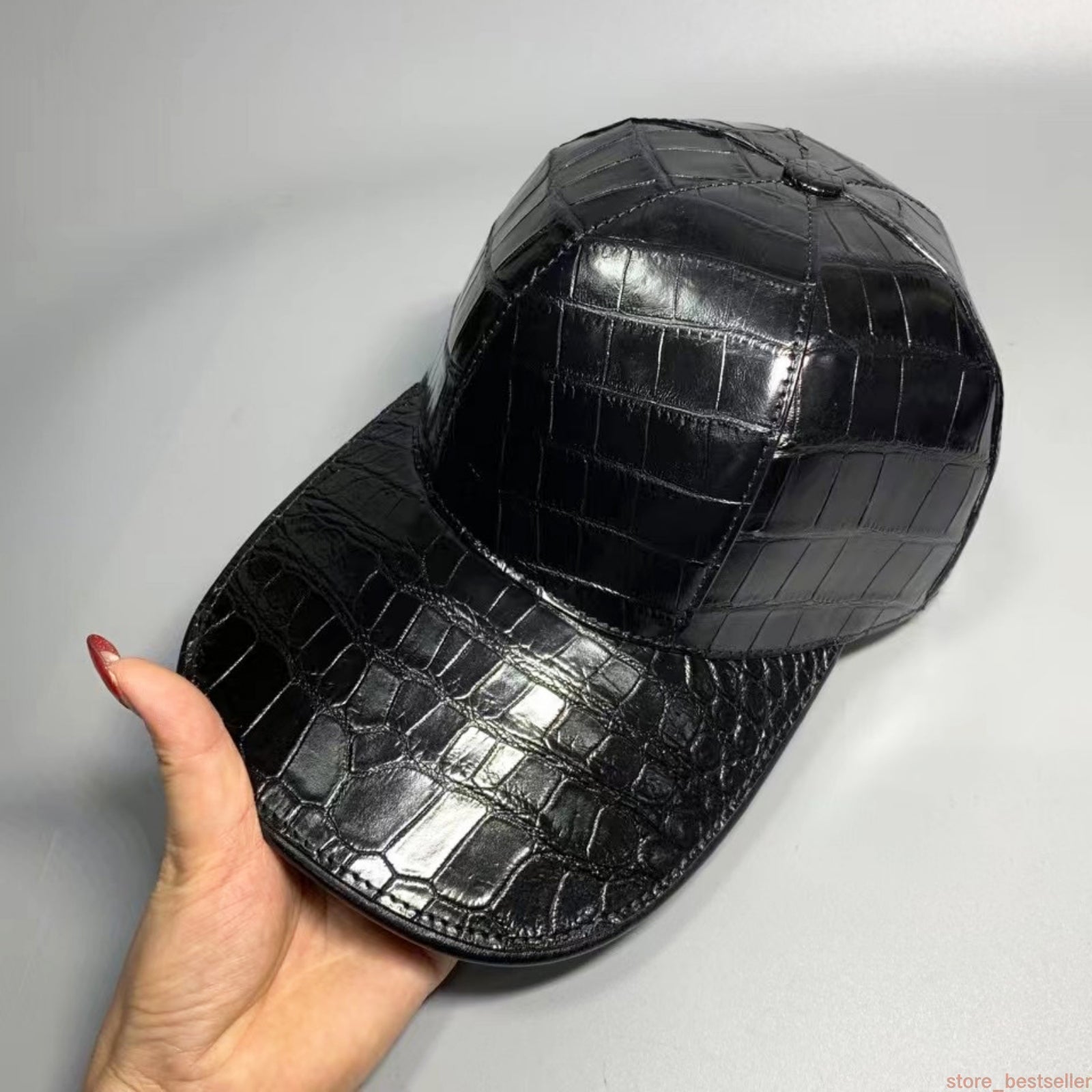 Black Belly Genuine Alligator Crocodile Leather hat handmade Adjustable hat Cap