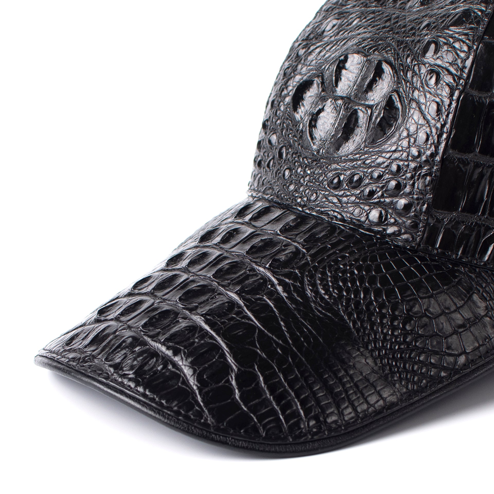 Black Genuine Alligator Crocodile Leather hat handmade Adjustable hat Cap