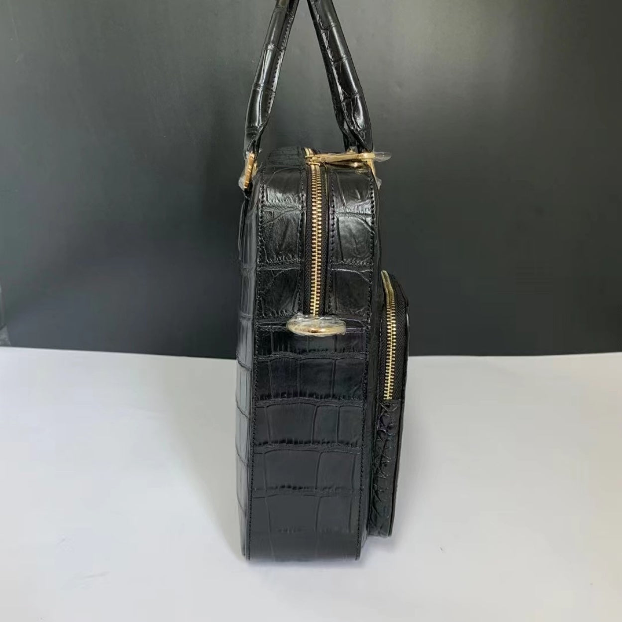 Genuine Crocodile Alligator Leather Briefcase Business Work Bag #OB1621  | Black