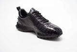 Men's Genuine Crocodile Alligator Leather Sneakers Handmade Size US07-US11 | Black #S569