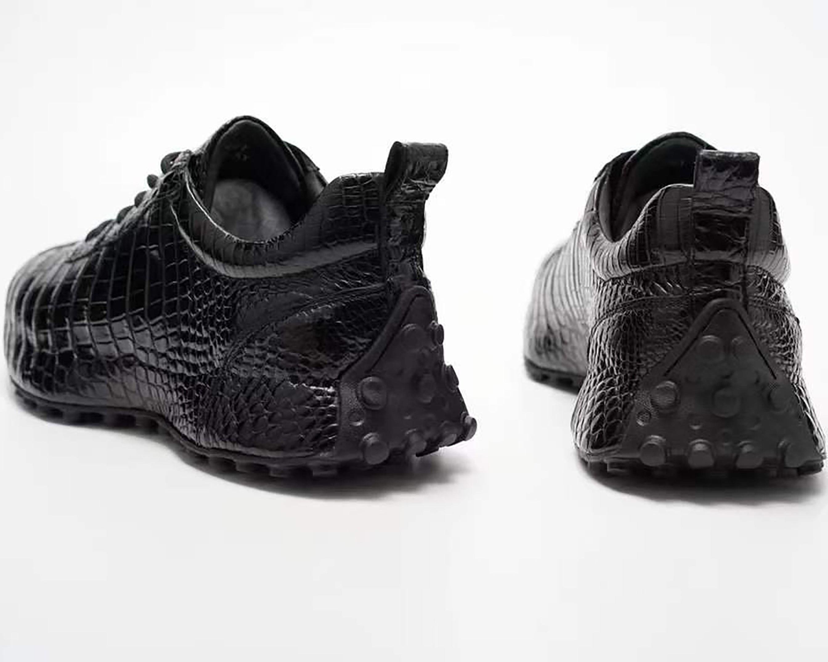 Men Shoes Genuine Belly Crocodile Alligator Skin Leather Sneakers #SN1105