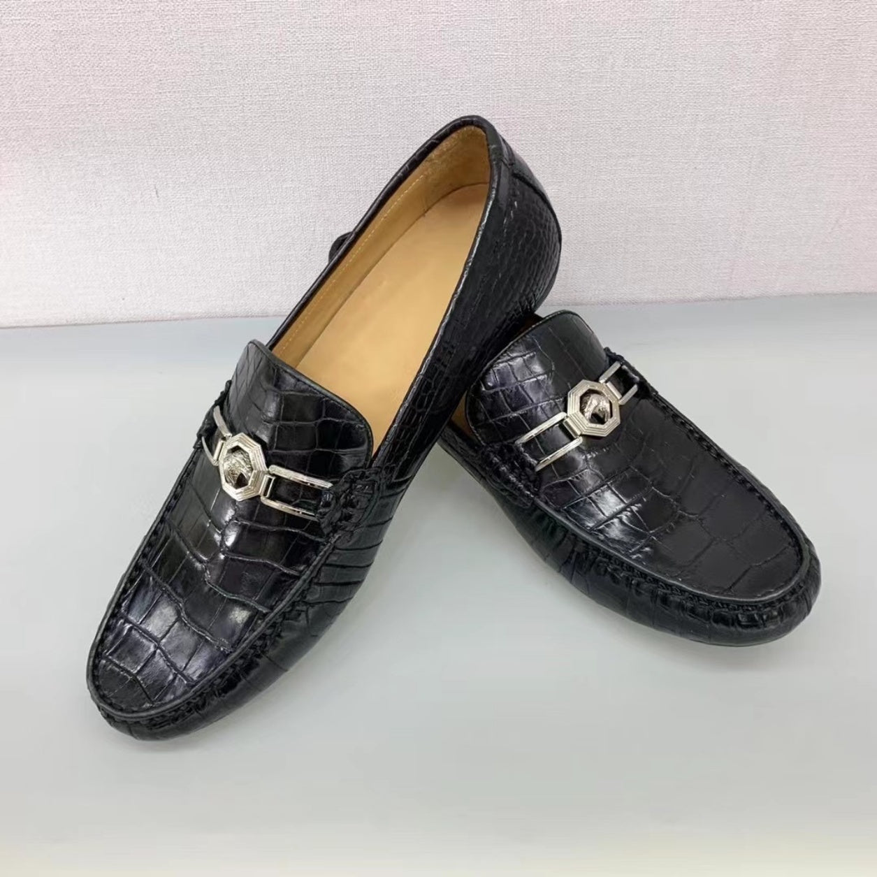 Men's Shoes Genuine Crocodile Alligator Skin Leather Handmade Black, Brown Size 7 - Size 11US #8692