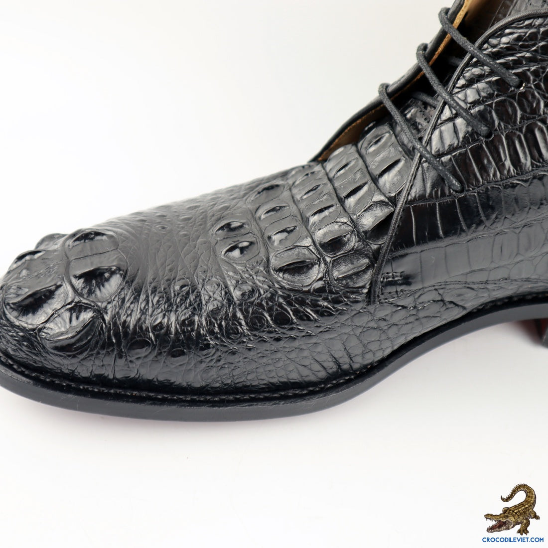 Men’s Handcrafted Alligator Crocodile Leather Boots Black