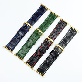 Strap Band Genuine Alligator Crocodile Leather Brown for Apple Watch 1, 2, 3, 4, 5, 6, 7
