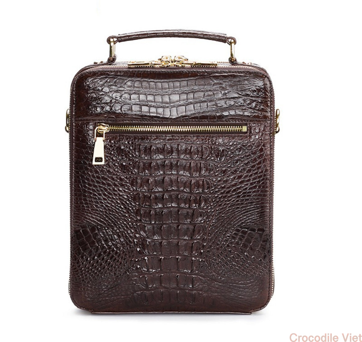 Crocodile Skin Mens Horn Back Shoulder Messenger Crossbody Bag Handbag #4840