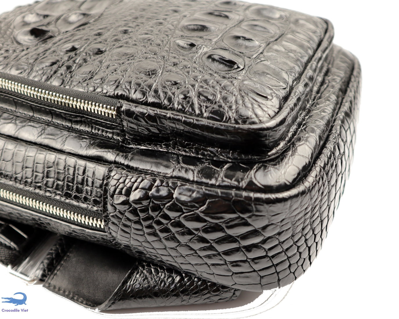 Genuine Crocodile Leather Bags Shoulder Cross Body Waterfly Sling Backpack Black