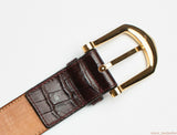 Men's Belt Genuine Crocodile Alligator Skin Leather Belt Handmade, NoJointed Dark Brown
