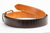 Men's Belt Genuine Crocodile Alligator Skin Leather Belt Handmade, NoJointed Dark Brown