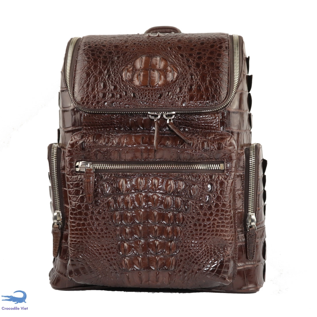 city backpack in crocodile-embossed leather Crocodile Backpack: Men's Genuine Crocodile Skin Casual Travel Bag, Ex – Crocodile Viet